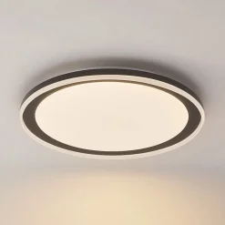 Lindby LED-loftlampe Verdan, sort, metal, dæmpbar, CCT