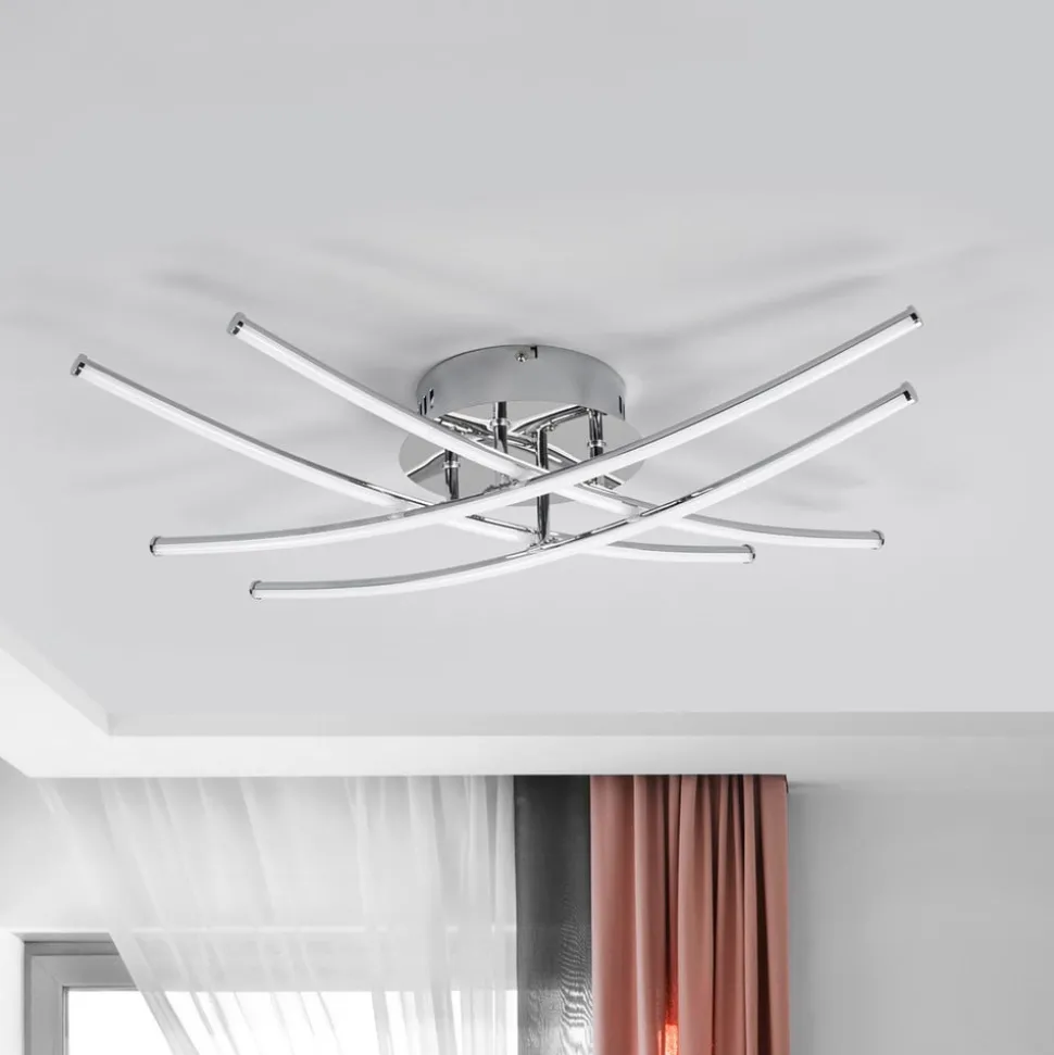 Lindby LED-loftlampe Yael, kromfarvet, metal, 67 cm lang