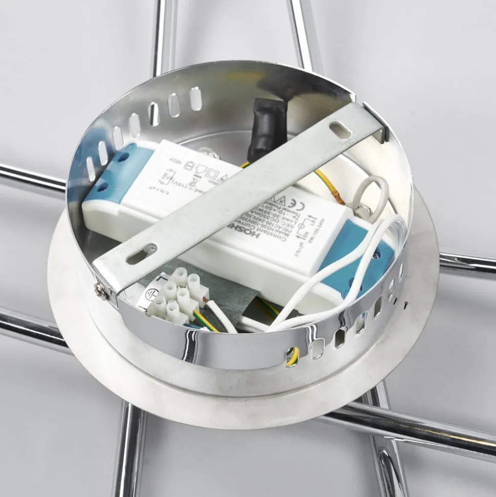 Lindby LED-loftlampe Yael, kromfarvet, metal, 67 cm lang