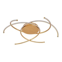 Lindby LED-loftlampe Yareli, guld, metal, Ø 70 cm