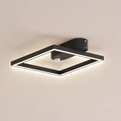 Lindby LED-loftlampe Yulla, 34 cm, sort, sensor