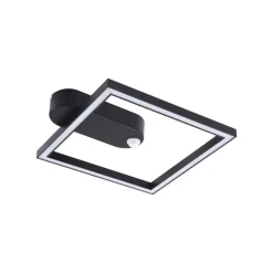 Lindby LED-loftlampe Yulla, 34 cm, sort, sensor