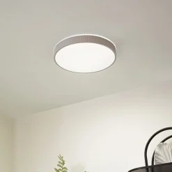 Lindby LED-loftlampe Zylo, lysegrå, Ø 49 cm, CCT, dæmpbar