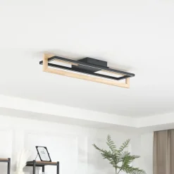Lindby LED-loftslampe Holamu, 80 cm, træ