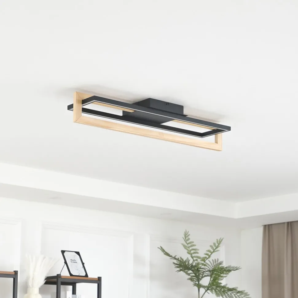 Lindby LED-loftslampe Holamu, 80 cm, træ