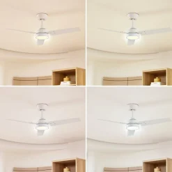 Lindby LED-loftventilator Aerallo, hvid, CCT, støjsvag