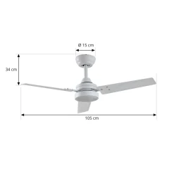 Lindby LED-loftventilator Aerallo, hvid, CCT, støjsvag