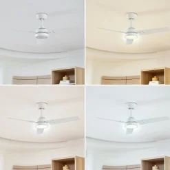 Lindby LED-loftventilator Aerallo, hvid, CCT, støjsvag