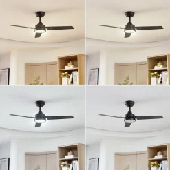 Lindby LED-loftventilator Aerallo, sort, CCT, støjsvag