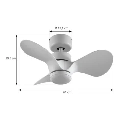 Lindby LED-loftventilator Enon, hvid, DC-motor, støjsvag