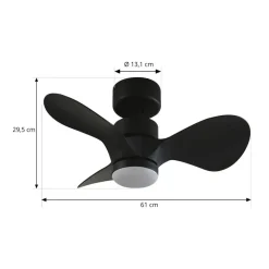 Lindby LED-loftventilator Enon, sort, DC-motor, støjsvag
