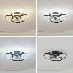 Lindby LED-loftventilator Lomata, sort, støjsvag, Ø 23 cm