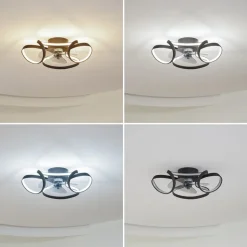 Lindby LED-loftventilator Lomata, sort, støjsvag, Ø 23 cm