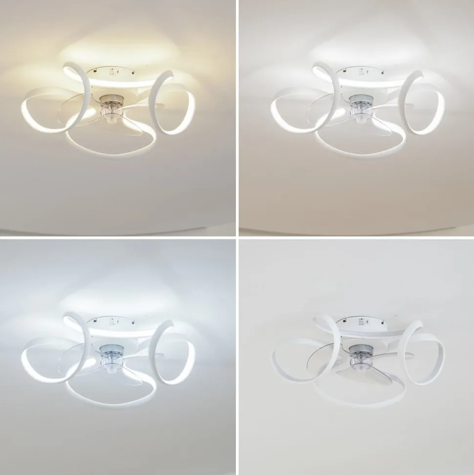 Lindby LED-loftventilator Lomata, hvid, støjsvag, Ø 23 cm