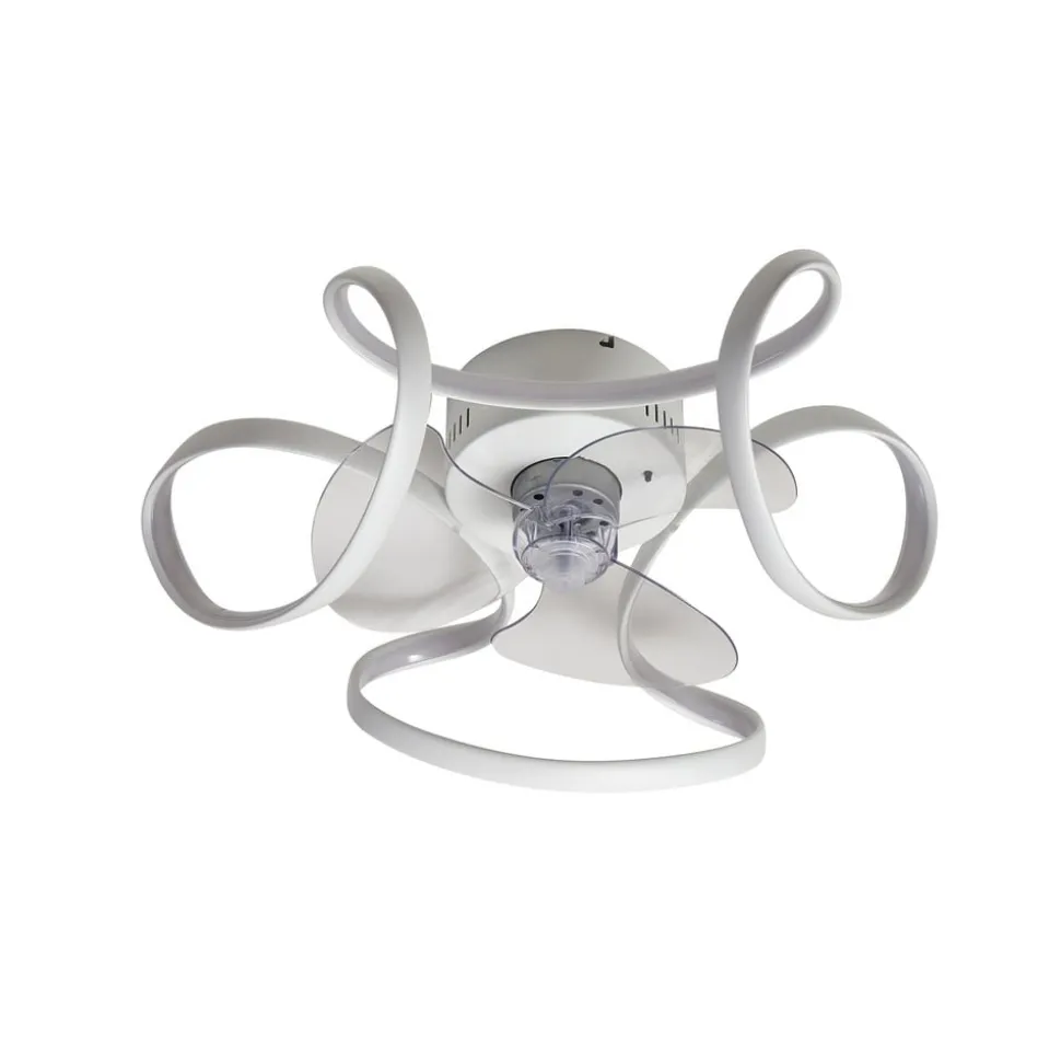 Lindby LED-loftventilator Lomata, hvid, støjsvag, Ø 23 cm