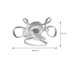 Lindby LED-loftventilator Lomata, hvid, støjsvag, Ø 23 cm
