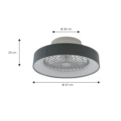 Lindby LED-loftventilator Mace, grå, støjsvag, CCT