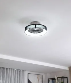 Lindby LED-loftventilator Mace, sort, støjsvag, Ø 47 cm