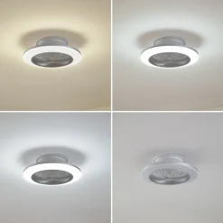 Lindby LED-loftventilator Mamuti, sølv, støjsvag, Ø 55 cm