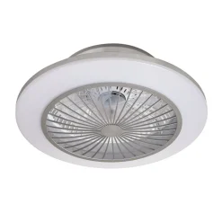 Lindby LED-loftventilator Mamuti, sølv, støjsvag, Ø 55 cm