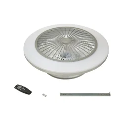 Lindby LED-loftventilator Mamuti, sølv, støjsvag, Ø 55 cm