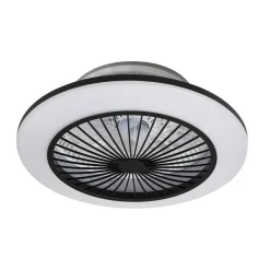 Lindby LED-loftventilator Mamuti, sort, støjsvag, Ø 55 cm