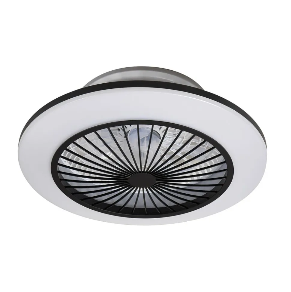 Lindby LED-loftventilator Mamuti, sort, støjsvag, Ø 55 cm