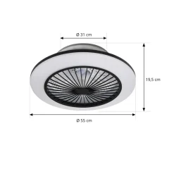 Lindby LED-loftventilator Mamuti, sort, støjsvag, Ø 55 cm