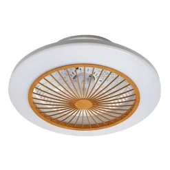 Lindby LED-loftventilator Mamuti, træfarvet, støjsvag, 55 cm