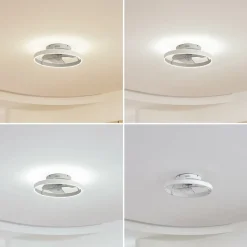 Lindby LED-loftventilator Momitu, hvid, aluminium, Ø 50 cm