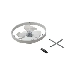 Lindby LED-loftventilator Momitu, hvid, aluminium, Ø 50 cm