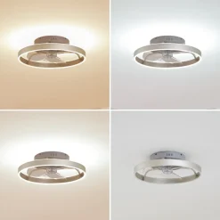 Lindby LED-loftventilator Momitu, sølv, lydsvag, Ø 50 cm
