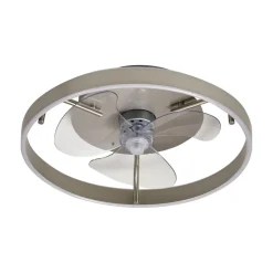 Lindby LED-loftventilator Momitu, sølv, lydsvag, Ø 50 cm