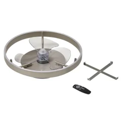 Lindby LED-loftventilator Momitu, sølv, lydsvag, Ø 50 cm