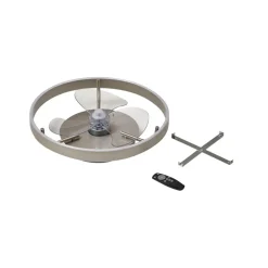 Lindby LED-loftventilator Momitu, sølv, lydsvag, Ø 50 cm