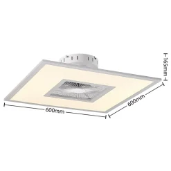 Lindby LED-loftventilator Romea, kantet, DC, støjsvag, 60 cm