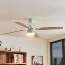 Lindby LED-loftventilator Tedric, hvid, støjsvag, Ø 133 cm