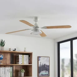 Lindby LED-loftventilator Tedric, hvid, støjsvag, Ø 133 cm
