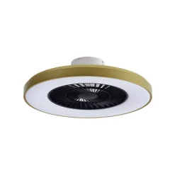 Lindby LED-loftventilator Teleo, messing, DC, støjsvag, Tuya