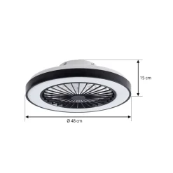 Lindby LED-loftventilator Teleo, Ø48 cm, sort, DC, Tuya