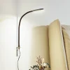 Lindby LED-læselampe Flexola, nikkel, rund, metal, stik