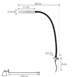 Lindby LED-læselampe Flexola, nikkel, rund, metal, stik