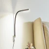 Lindby LED-læselampe Flexola, nikkel, kantet, metal, stik