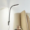 Lindby LED-læselampe Flexola, sort, kantet, stik