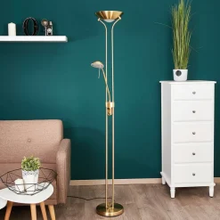 Lindby LED-læselampe Josefin, messing, læselampe, dæmpbar