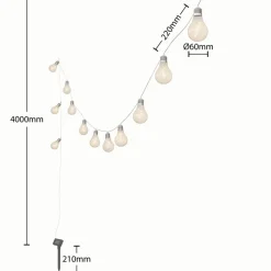 Lindby LED-lyskæde Lampini, 200 cm, sort, IP44