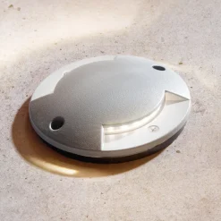 Lindby LED nedgravningslampe Nandita, Ø 10 cm, sølv, IP65