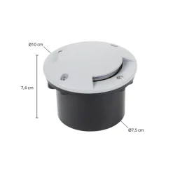 Lindby LED nedgravningslampe Nandita, Ø 10 cm, sølv, IP65