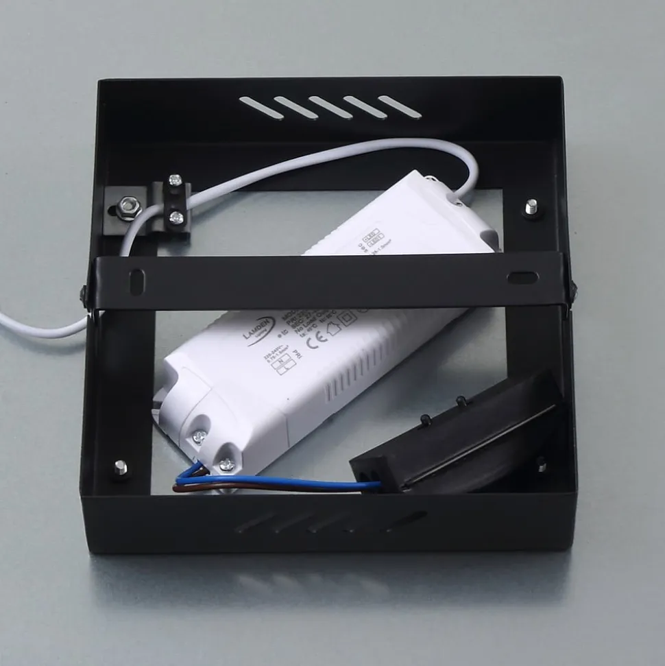 Lindby LED-panel Enhife, sort, 40 x 40 cm, metal, 4.000K