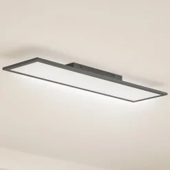 Lindby LED-panel Enhife, sort, 80 x 20 cm, metal, 4.000K